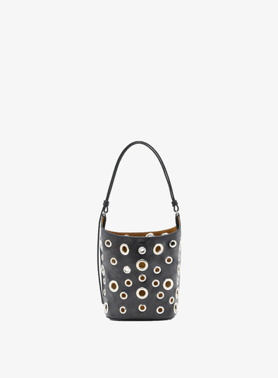 Proenza Schouler Back image of Mini Bucket Bag in Smooth Calf with Grommets in Black