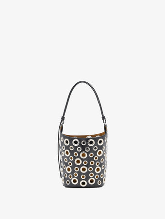 Proenza Schouler Back image of Mini Bucket Bag in Smooth Calf with Grommets in Black