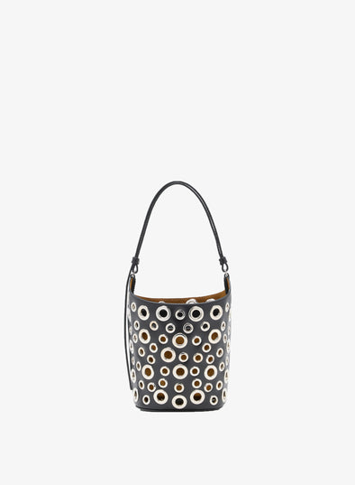 Proenza Schouler Back image of Mini Bucket Bag in Smooth Calf with Grommets in Black