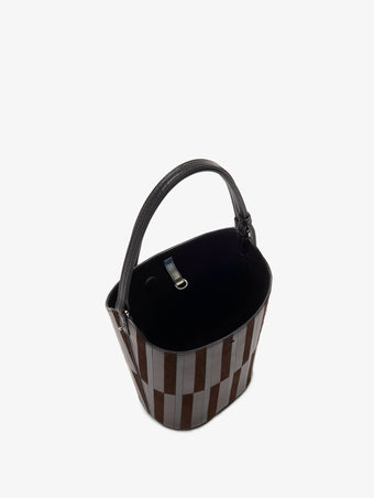 Proenza Schouler Still Life Aerial Image of Mini Bucket Bag in Intarsia in Espresso Black