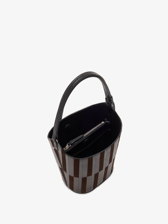 Proenza Schouler Aerial image of Mini Bucket Bag in Intarsia in BlackEspresso