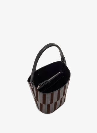 Proenza Schouler Aerial image of Mini Bucket Bag in Intarsia in BlackEspresso
