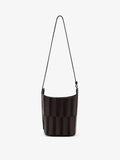 Proenza Schouler Front image of Mini Bucket Bag in Intarsia in BlackEspresso with strap extended 
