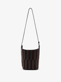 Proenza Schouler Front image of Mini Bucket Bag in Intarsia in BlackEspresso with strap extended 