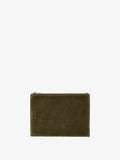 Proenza Schouler Front image of Zip Pouch in Perforated Suede in Olive