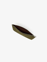 Proenza Schouler Aerial image of Zip Pouch in Perforated Suede in Olive