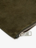 Proenza Schouler Detail image of Zip Pouch in Intarsia in Perforated Suede in Olive