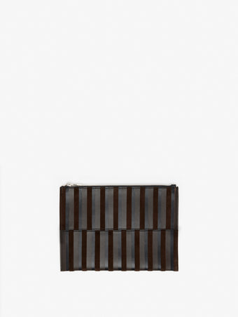 Proenza Schouler Front image of Zip Pouch in Intarsia in BlackEspresso