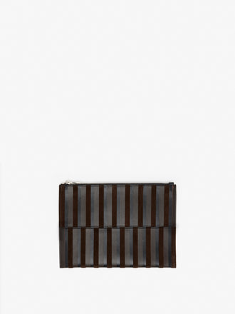 Proenza Schouler Front image of Zip Pouch in Intarsia in BlackEspresso
