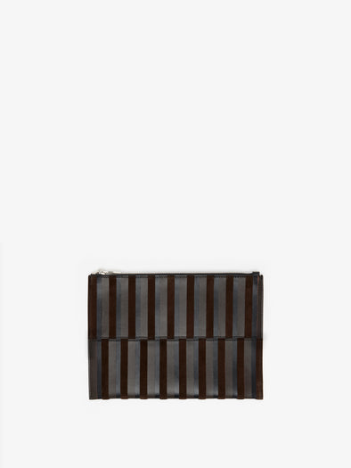 Proenza Schouler Front image of Zip Pouch in Intarsia in BlackEspresso