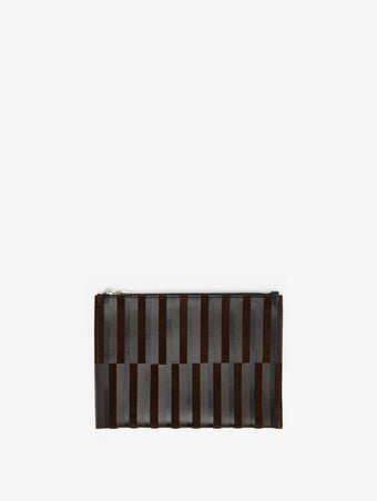Proenza Schouler Front image of Zip Pouch in Intarsia in BlackEspresso