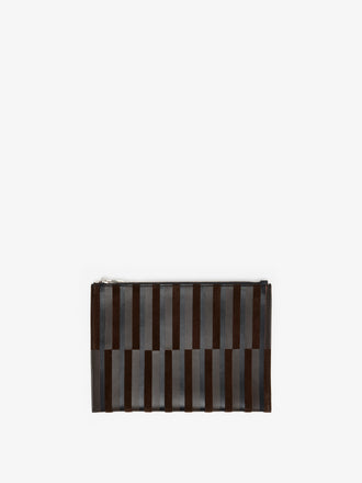 Proenza Schouler Front image of Zip Pouch in Intarsia in BlackEspresso