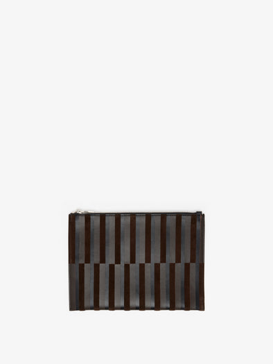 Proenza Schouler Front image of Zip Pouch in Intarsia in BlackEspresso