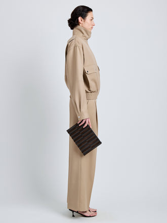 Proenza Schouler Image of model wearing Zip Pouch in Intarsia in BlackEspresso