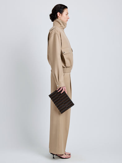 Proenza Schouler Image of model wearing Zip Pouch in Intarsia in BlackEspresso