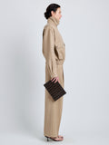 Proenza Schouler Image of model wearing Zip Pouch in Intarsia in BlackEspresso