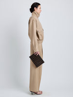 Proenza Schouler Image of model wearing Zip Pouch in Intarsia in BlackEspresso