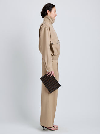 Proenza Schouler Image of model wearing Zip Pouch in Intarsia in BlackEspresso