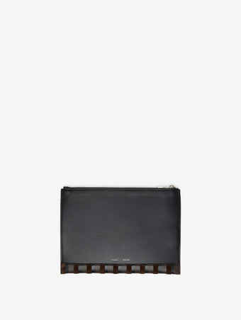 Proenza Schouler Back image of Zip Pouch in Intarsia in BlackEspresso