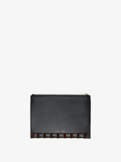 Proenza Schouler Back image of Zip Pouch in Intarsia in BlackEspresso