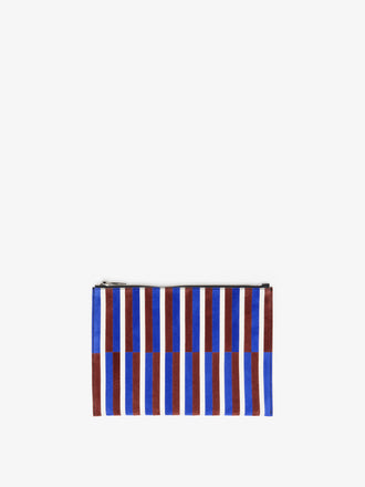 Proenza Schouler Front image of Zip Pouch in Intarsia in CobaltRust Multi