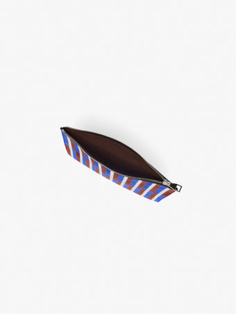 Proenza Schouler Aerial image of Zip Pouch in Intarsia in CobaltRust Multi