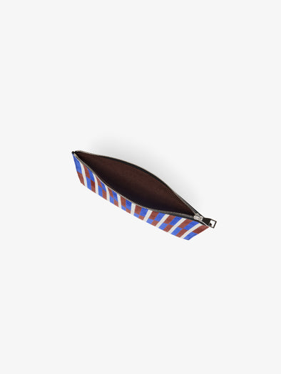 Proenza Schouler Aerial image of Zip Pouch in Intarsia in CobaltRust Multi