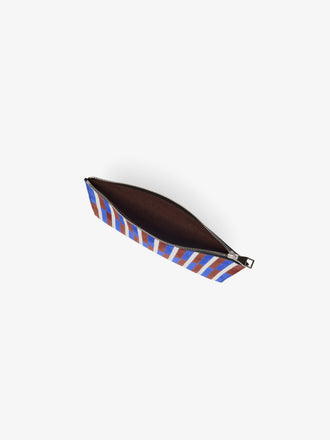 Proenza Schouler Aerial image of Zip Pouch in Intarsia in CobaltRust Multi