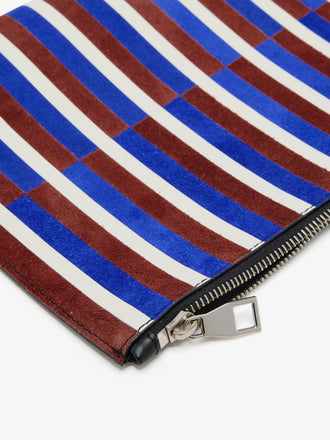 Proenza Schouler Detail image of Zip Pouch in Intarsia in CobaltRust Multi