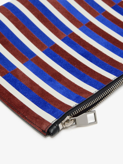 Proenza Schouler Detail image of Zip Pouch in Intarsia in CobaltRust Multi