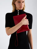 Proenza Schouler Front image of Days Tote in Soft Suede in Chocolate with sides cinched