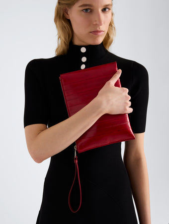 Proenza Schouler Front image of Days Tote in Soft Suede in Chocolate with sides cinched