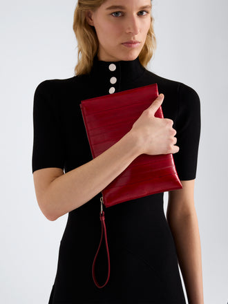 Proenza Schouler Front image of Days Tote in Soft Suede in Chocolate with sides cinched