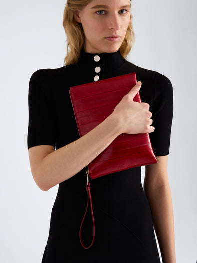 Proenza Schouler Front image of Days Tote in Soft Suede in Chocolate with sides cinched
