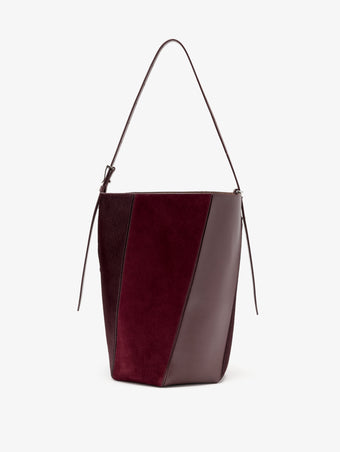 Proenza Schouler Back image of Hex Bucket Bag in Haircalf Combo in Bordeaux