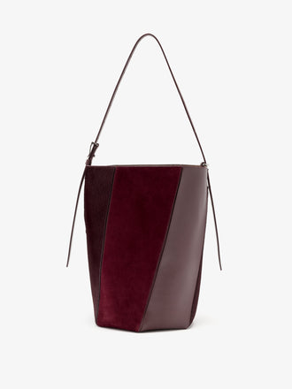 Proenza Schouler Back image of Hex Bucket Bag in Haircalf Combo in Bordeaux