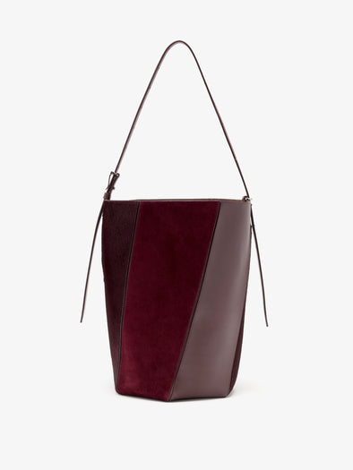 Proenza Schouler Back image of Hex Bucket Bag in Haircalf Combo in Bordeaux