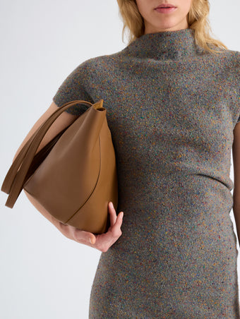 Proenza Schouler Image of model wearing Hex Tote in European Calf in Walnut