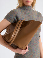 Proenza Schouler Image of model wearing Hex Tote in European Calf in Walnut