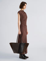 Proenza Schouler Image of model wearing Hex Tote in Haircalf Combo in Chocolate
