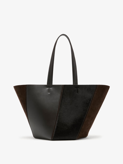 Proenza Schouler Back image of Hex Tote in Haircalf Combo in Chocolate