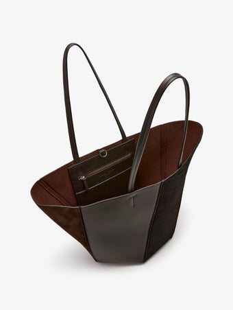 Proenza Schouler Aerial image of Hex Tote in Haircalf Combo in Chocolate
