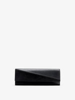 Proenza Schouler Front image of Hex Clutch in European Calf and Lux Suede in Black