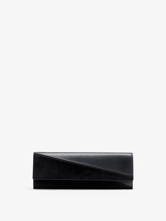 Proenza Schouler Front image of Hex Clutch in European Calf and Lux Suede in Black