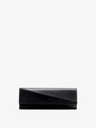 Proenza Schouler Front image of Hex Clutch in European Calf and Lux Suede in Black