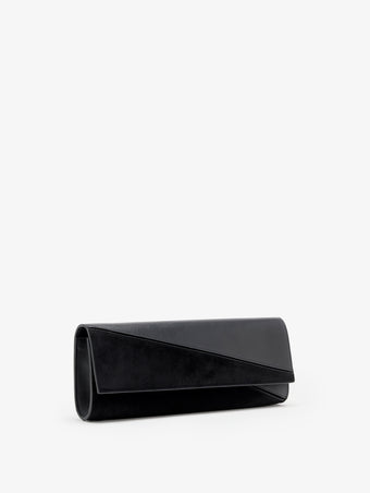 Proenza Schouler Side image of Hex Clutch in European Calf and Lux Suede in Black