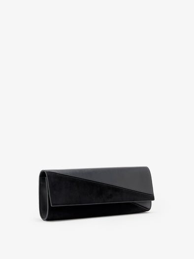 Proenza Schouler Side image of Hex Clutch in European Calf and Lux Suede in Black