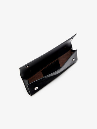 Proenza Schouler Aerial image of Hex Clutch in European Calf and Lux Suede in Black