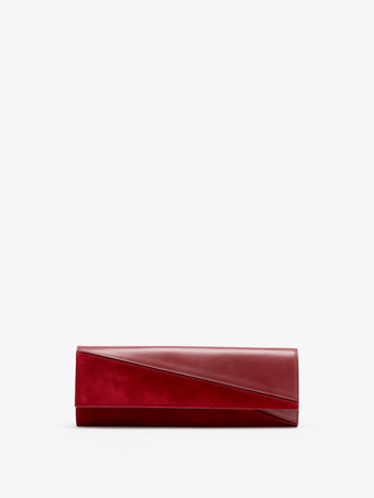 Proenza Schouler Front image of Hex Clutch in European Calf and Lux Suede in Madder