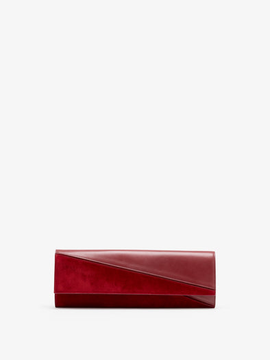 Proenza Schouler Front image of Hex Clutch in European Calf and Lux Suede in Madder
